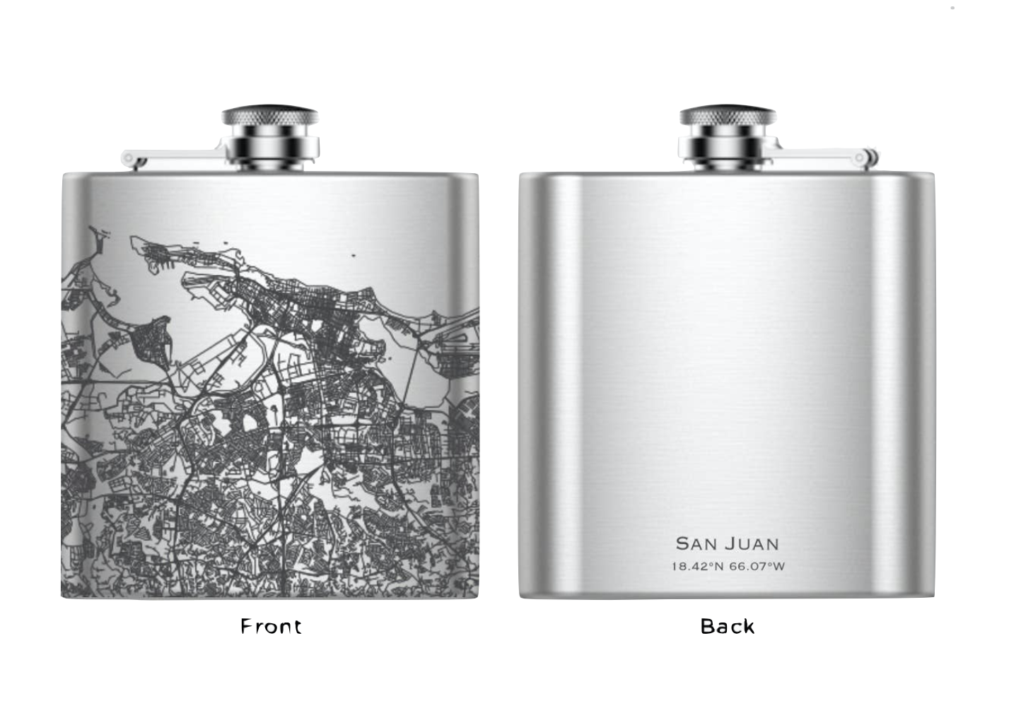 San Juan Map metal bottle