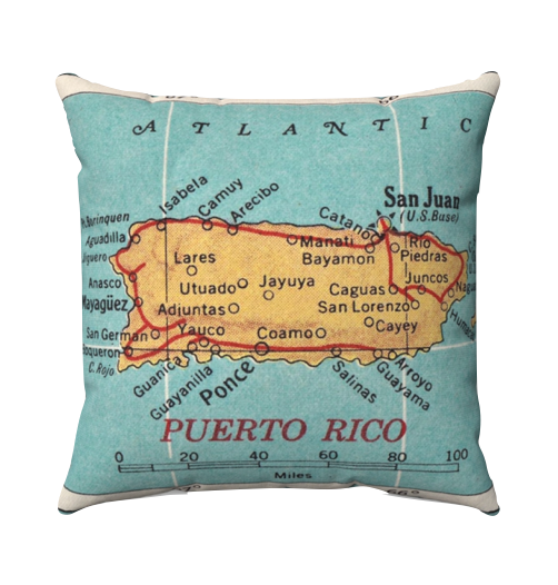 Puerto Rico Map Pillow