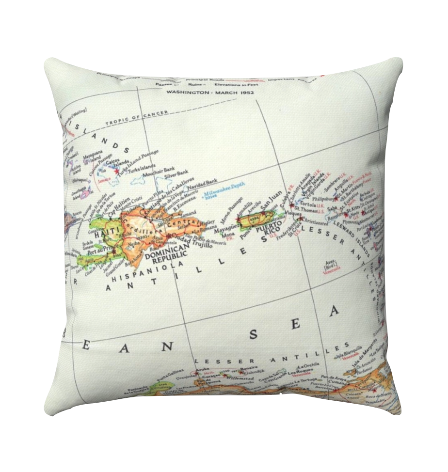 Antilles Vintage Map Pillow